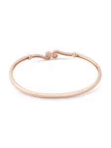 AMI Women Rose Gold & White Brass Cubic Zirconia Rose Gold-Plated Kada Bracelet