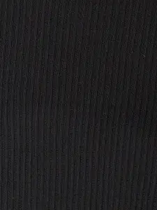 People Women Black Solid Pure Cotton Crop Top