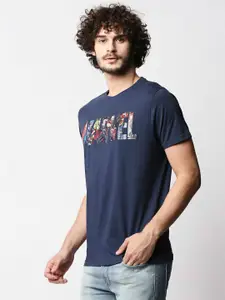 Pepe Jeans Men Blue Graphic Printed Extended Sleeves T-shirt
