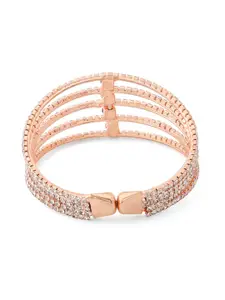 Zaveri Pearls Women Rose Gold Plated & White Kada Bracelet