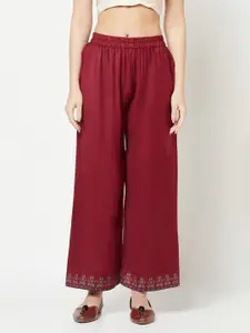 Safaa Maroon & Orange Woven Design Unstitched Dress Material With Dupatta