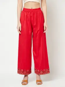 Safaa Red & Cream-Coloured Viscose Rayon Unstitched Dress Material