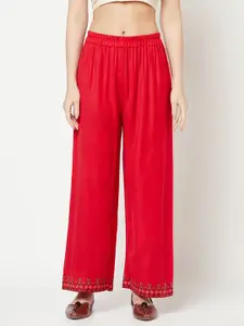 Safaa Red & White Viscose Rayon Unstitched Dress Material