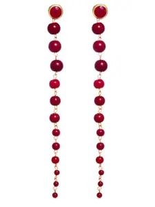 KARATCART Gold-Toned & Red Classic Hoop Earrings