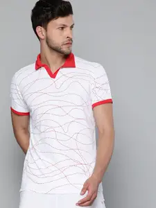 HRX By Hrithik Roshan Racketsport Men Optic White Rapid-Dry Abstract Tshirts