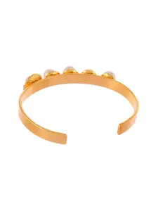 Silvermerc Designs Women Gold-Plated White Brass Pearls Cuff Bracelet