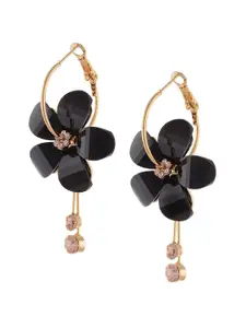 Yellow Chimes Black Contemporary Hoop Earrings