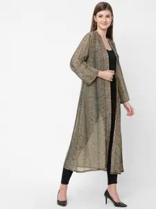 Cloth Haus India Women Brown & Beige Animal Skin Printed Kimono Long Shrug