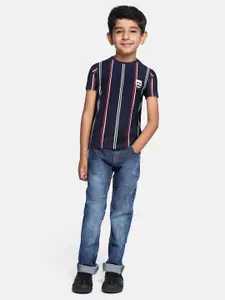 Monte Carlo Boys Navy Blue & Red Striped T-shirt