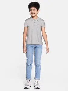 Monte Carlo Boys Grey Melange Polo Collar Pure Cotton T-shirt