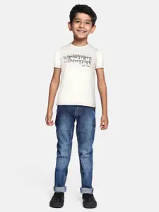 Monte Carlo Boys Off White & Black Typography Print T-shirt