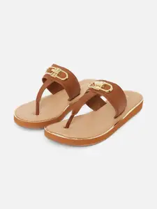 ALDO Women Brown T Strap Flats