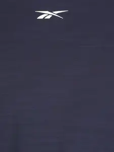 Reebok Men Blue Brand Logo Slim Fit Training or Gym T-shirt