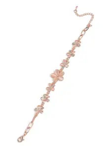 SOHI Women Rose & Silver-Toned Gold-Plated Link Bracelet