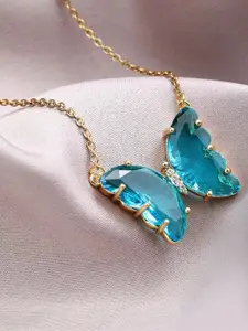 Vembley Set Of 2 Gold-Toned & Blue Gold-Plated Necklaces
