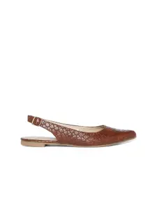 Forever Glam by Pantaloons Women Brown Textured Slingback Mules Flats