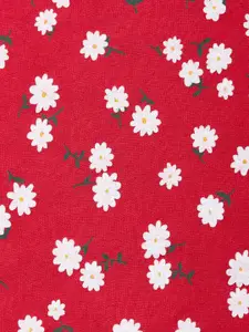 People Women Red Cotton Floral Print Top