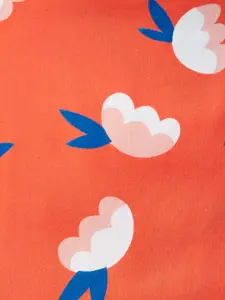 People Women Orange & Blue Floral Printed Regular Top