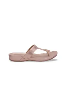 Rocia Women Rose Gold Solid T-Strap Flats