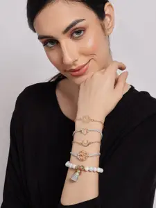 SOHI Set Of 5 Women Multicoloured Link Bracelet