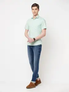 Crimsoune Club Men Green Slim Fit Floral Printed Casual Shirt