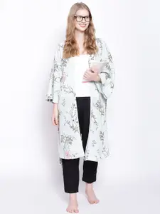 Oxolloxo Green Printed Tie Knot Nightdress Cover Up