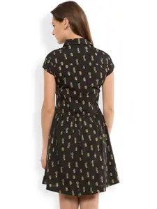 Tokyo Talkies Women Black Printed Shirt Dress