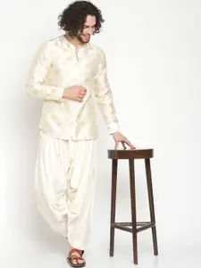 Abhishti Cream-Coloured Banarasi Short Kurta With Zari Work