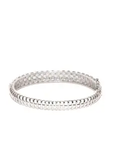 Zaveri Pearls Silver-Toned Rhodium-Plated CZ Stone-Studded Bracelet