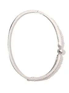 Zaveri Pearls Silver-Toned Rhodium-Plated CZ Stone-Studded Bracelet