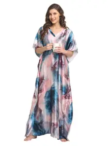 Claura Women Multi Color Kaftan Nightdress