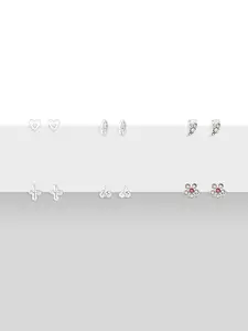 AMI Set Of 25 Silver-Plated Contemporary Drop & Studs Earring