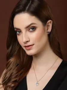 VOGUE PANASH Gold-Plated & White Heart Shaped Pendant With Chain