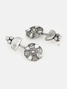 ATIBELLE Silver-Plated Floral Ear Cuff Earrings