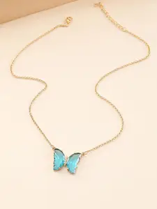 Vembley Gold-Toned & Blue Gold-Plated Enamelled Necklace