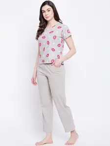 Clovia Women Printed Cotton Night suit