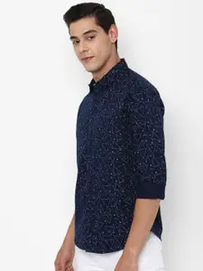 FOREVER 21 Men Navy Blue Printed Pure Cotton Casual Shirt