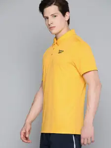 Reebok Men Mustard Yellow Vector Sustainable Speedwick Polo Training T-shirt