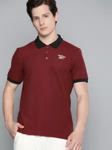 Reebok Men Maroon FND COT Polo Training T-shirt
