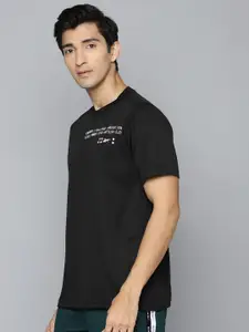 Reebok Men Black Performance Typography Printed Sustainable Speedwick Training T-shirt