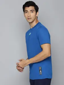 Reebok Men Blue Graphic Printed Speedwick Slim Fit Training T-shirt