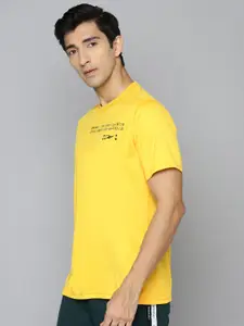 Reebok Men Yellow & Black Typography Training Speedwick Performance T-shirt