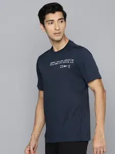 Reebok Men Navy Blue Performance Typography Speedwick Training T-shirt