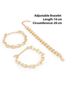 ToniQ Women Gold-Plated Set Of 3 Link Bracelet