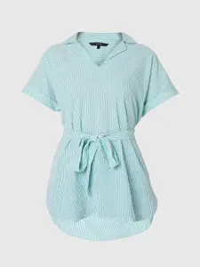 Vero Moda Women Green & White Striped Top