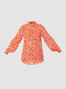 Vero Moda Women Orange & White Printed Casual Shirt