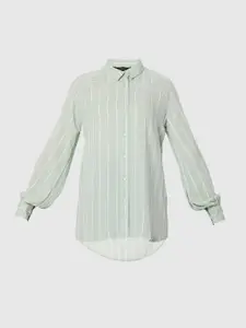 Vero Moda Women Green Striped Casual Shirt