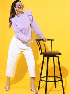 Tokyo Talkies Purple Ruffles Top