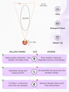 Yellow Chimes Women Rose-Gold Plated Pink & Green CZ Studded Pendant With Chain