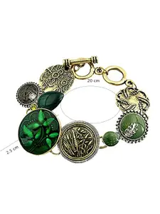 Yellow Chimes Women Green Crystals Gold-Plated Wraparound Bracelet